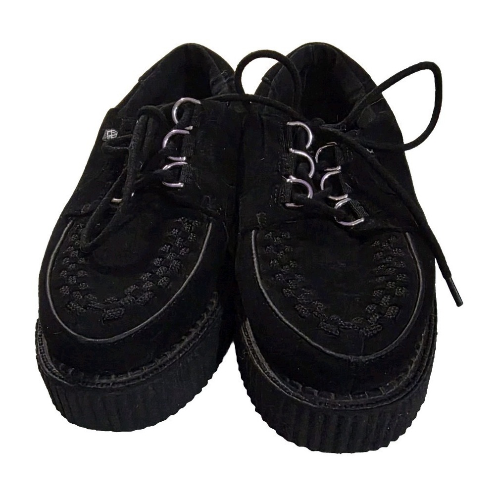 T.U.K. Black Creepers Platform Shoes Womens Size 6 Goth Punk Alt Lace Up